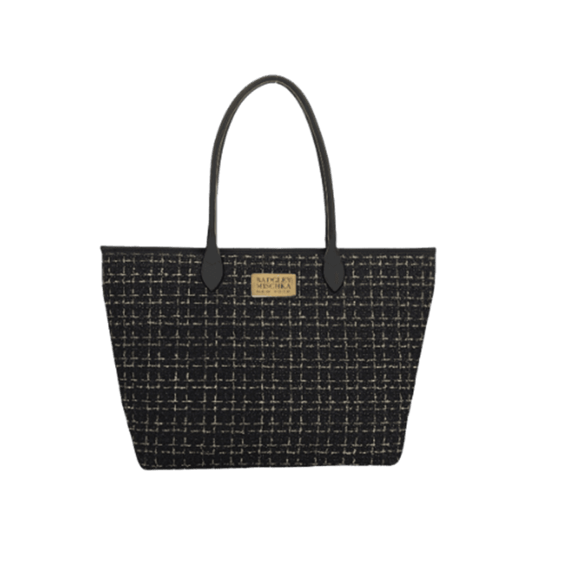 Badgley Mischka NY Tweed Tote - Black/Gold